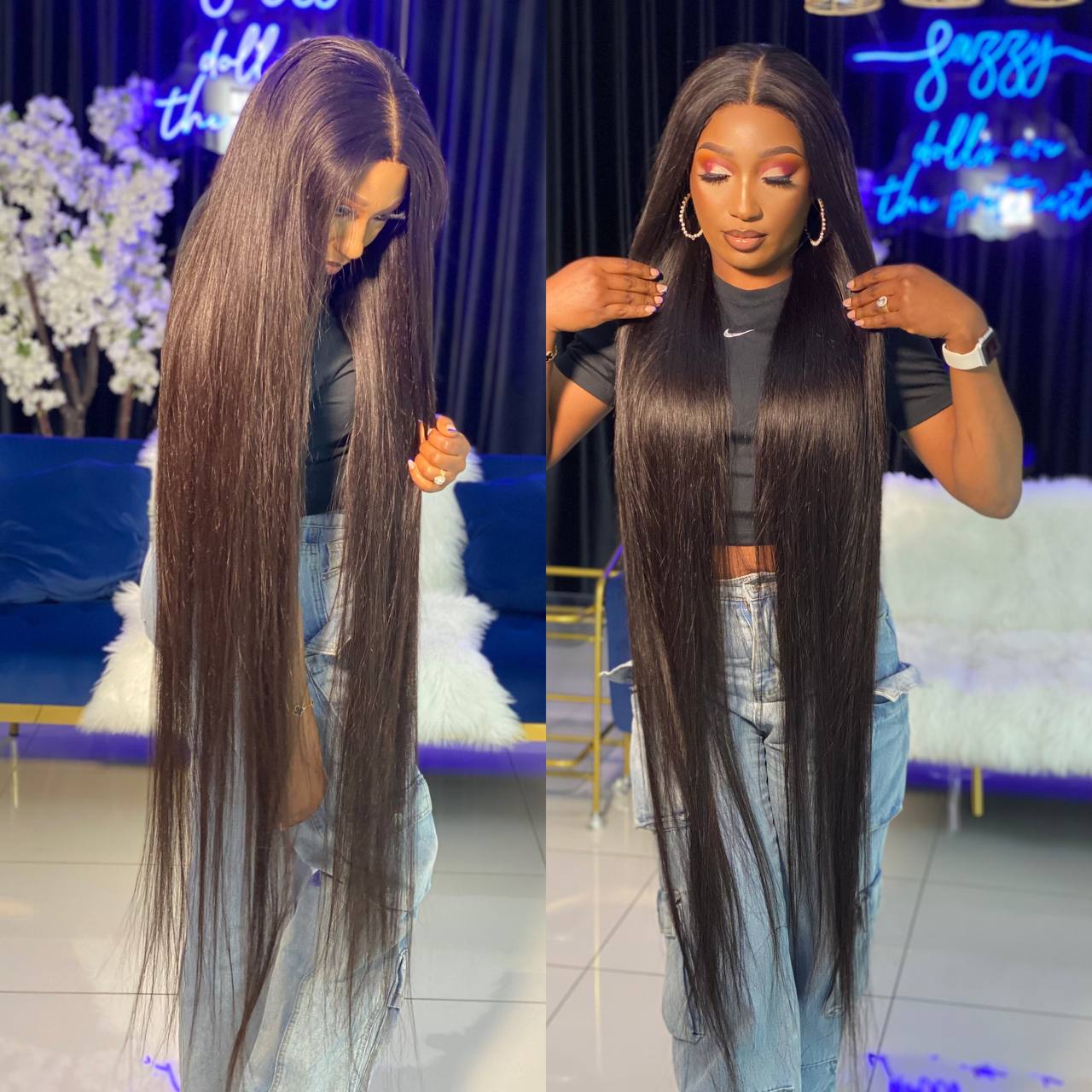 Glueless Peruvian straight wigs