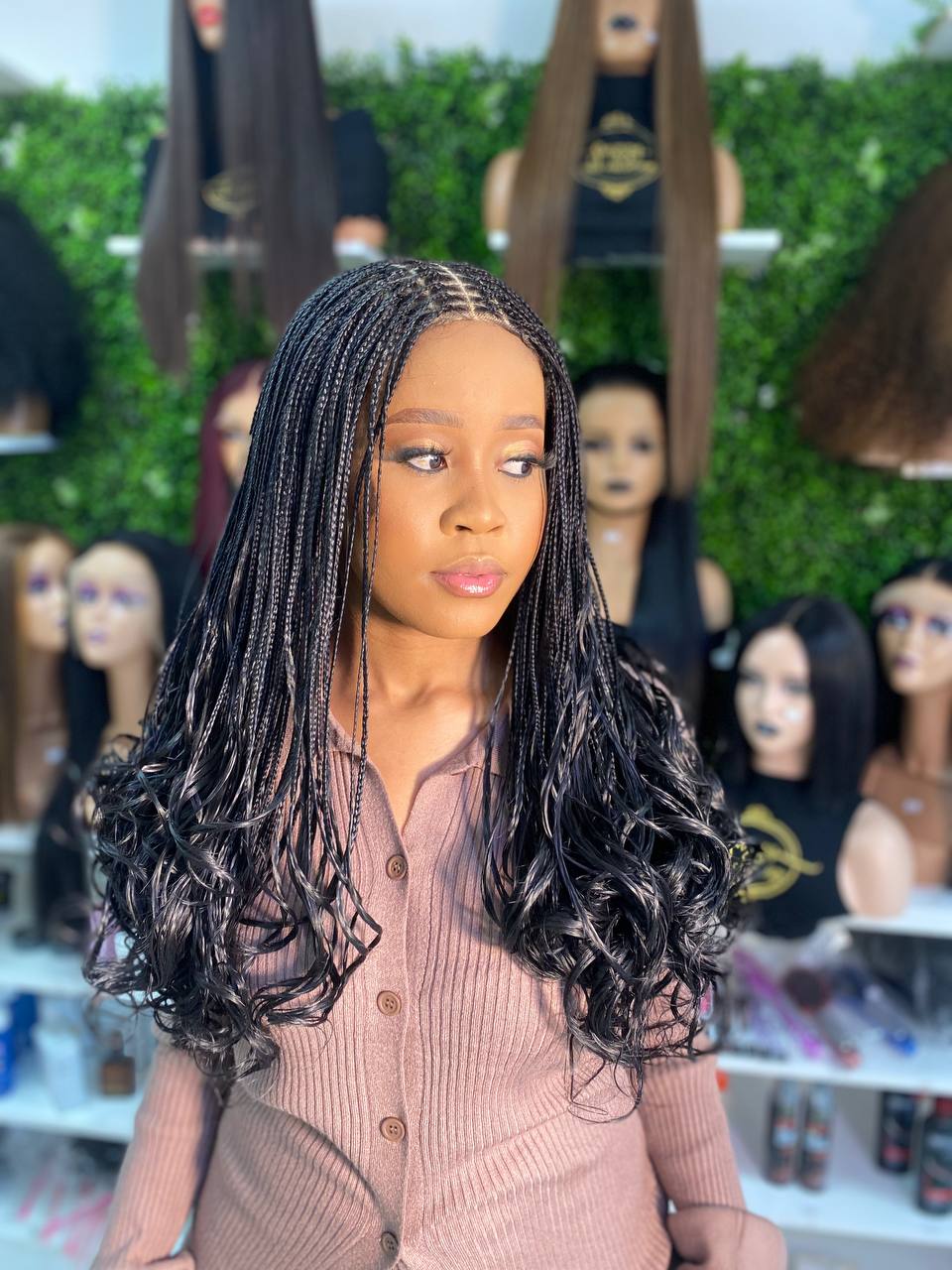 5 by 5 Glueless French Curly Braids